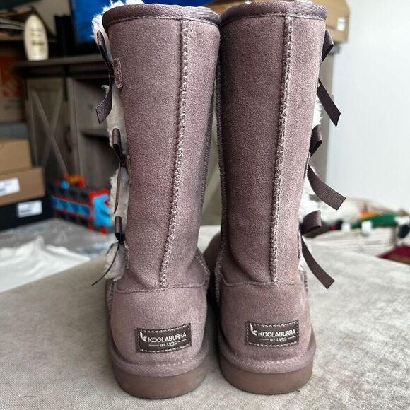 Koolaburra By UGG Victoria Tall Boot Kids' size 3 Cocoa Brown Bows Cozy Winter - Picture 4 of 7